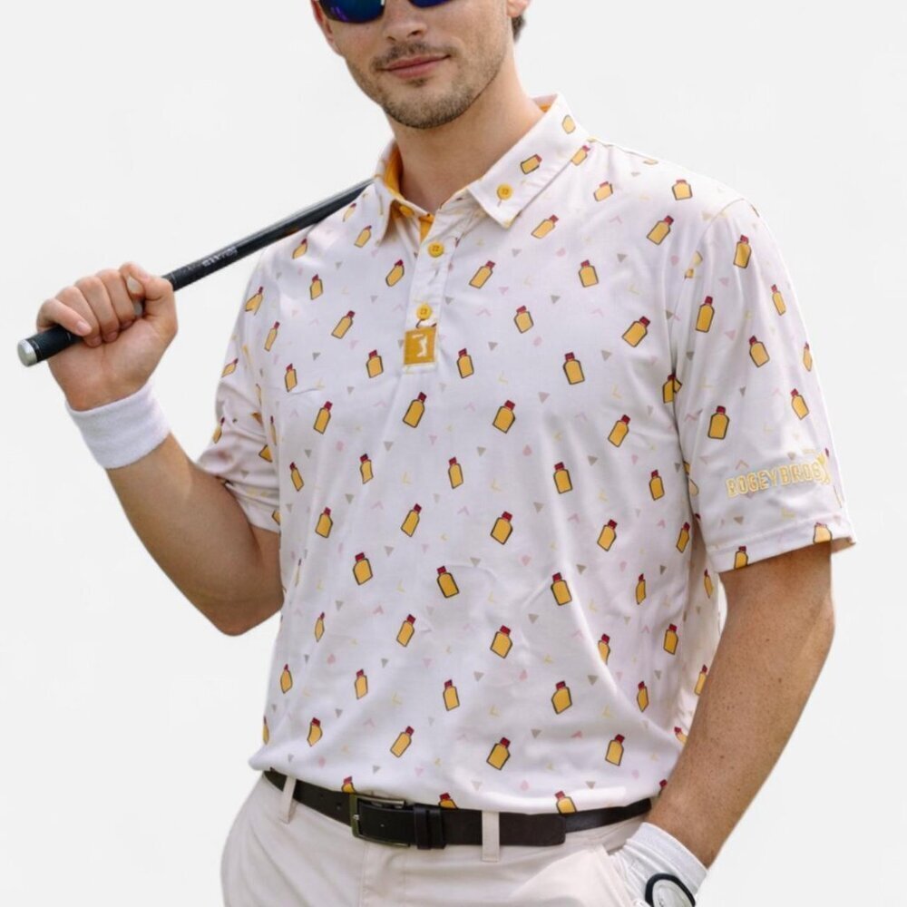 BogeyBros Beer Bottle novelty Print Golf Polo Shirt Size 3XL | Novelty Golfcore